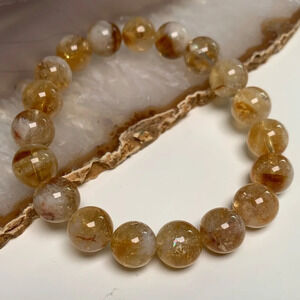 Artisan 10mm Golden Citrine Stretch Beaded Bracelet